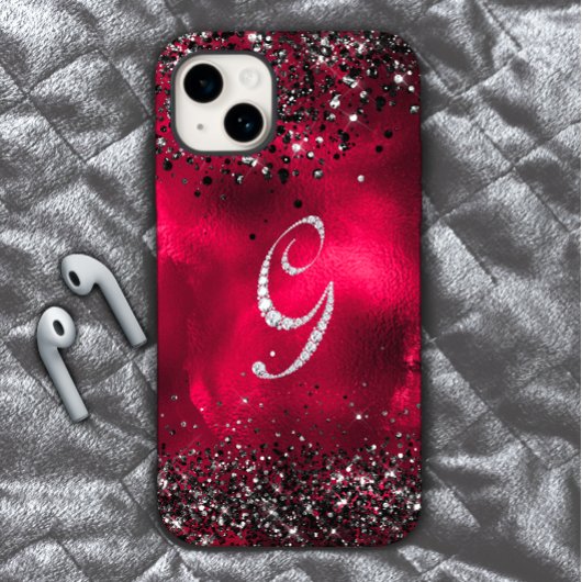 Coques Case-Mate iPhone Timbre stylisé Crystal rhinestone lettre G rouge n