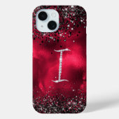 Coques Case-Mate iPhone Timbre stylisé Crystal rhinestone lettre I rouge n (Verso)