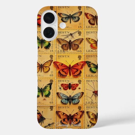 Coques Case-Mate iPhone Timbres à papillon vintage (Verso)