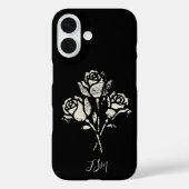 Coques Case-Mate iPhone Timbres Grunge Roses Noir et Blanc Initiales (Verso)