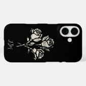 Coques Case-Mate iPhone Timbres Grunge Roses Noir et Blanc Initiales (Verso (horizontal))