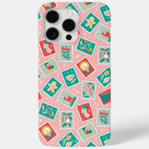 Coque iPhone 15 Pro Max Timbres postés de Noël rétro