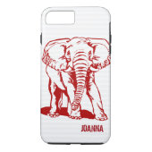 Coques Case-Mate iPhone Tirage de trait d'éléphant rouge sombre (Dos)