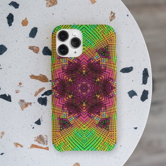 Coques Case-Mate iPhone Tisser Mandala vert orange et rose