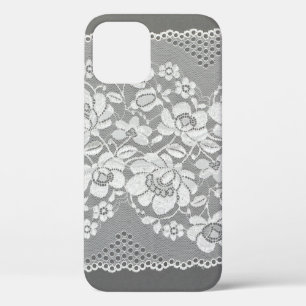 Case-Mate iPhone Case Tissu de dentelle blanc sur gris