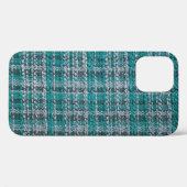 Coques Case-Mate iPhone Tissu écossais turquoise, arrière - plan texturé. (Verso (horizontal))