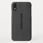 Coques Case-Mate iPhone Tissu en cuir gris foncé (Dos)