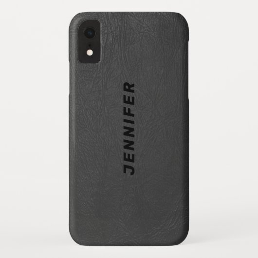 Coques Case-Mate iPhone Tissu en cuir gris foncé (Dos)