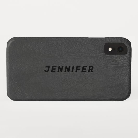 Coques Case-Mate iPhone Tissu en cuir gris foncé (Dos (Horizontal))