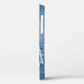 Coques Case-Mate iPhone Tissu en denim déchiré, teintes bleues. (Verso / Gauche)