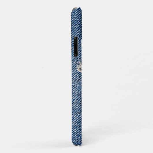 Coques Case-Mate iPhone tissu en jean bleu effilé (Dos/Droite)
