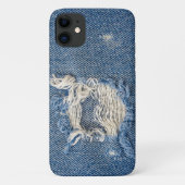 Coques Case-Mate iPhone tissu en jean bleu effilé (Dos)