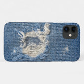 Coques Case-Mate iPhone tissu en jean bleu effilé (Dos (Horizontal))