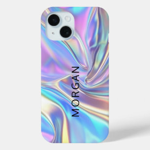 Coque Pour iPhone 15 Tissu métallique brillant Iridescendant, Grand Nom