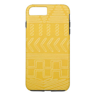 Coques Pour iPhone Tissu Tribal Africain Yellow Leather Look