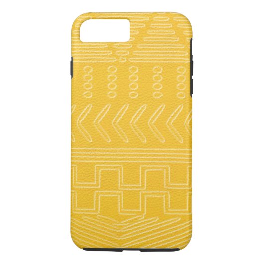 Coques Case-Mate iPhone Tissu Tribal Africain Yellow Leather Look (Dos)