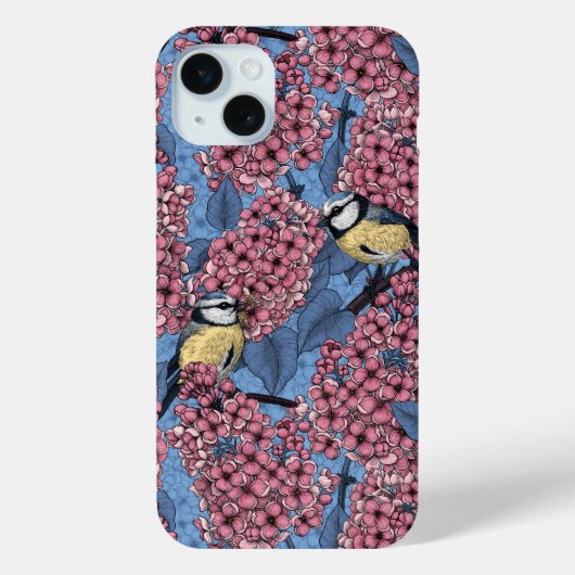 Coques Case-Mate iPhone Tit birds dans le jardin lilas (Verso)