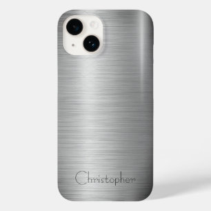 Coque Pour iPhone 14 Titane Argent Acier inoxydable Imprimer iphone 15