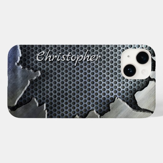 Coques Case-Mate iPhone Titane Argent Acier inoxydable Imprimer iphone 15 (Verso (horizontal))