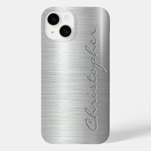 Coques Case-Mate iPhone Titane argent brillant acier inoxydable métal 15 (Verso)