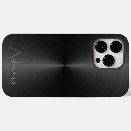 Coques Case-Mate iPhone Titane Argent noir acier inoxydable métal (Verso (horizontal))