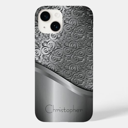 Coques Case-Mate iPhone Titane Argent Poli Radial Métallisé iphone 15 (Verso)