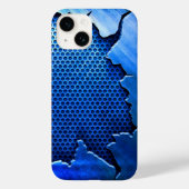 Coques Case-Mate iPhone Titane bleu poli radial métal iphone 15 (Verso)