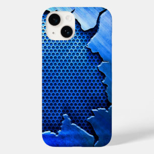 Coque Pour iPhone 14 Titane bleu poli radial métal iphone 15