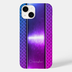 Coque Pour iPhone 14 Titane poli violet radial métal iphone 15
