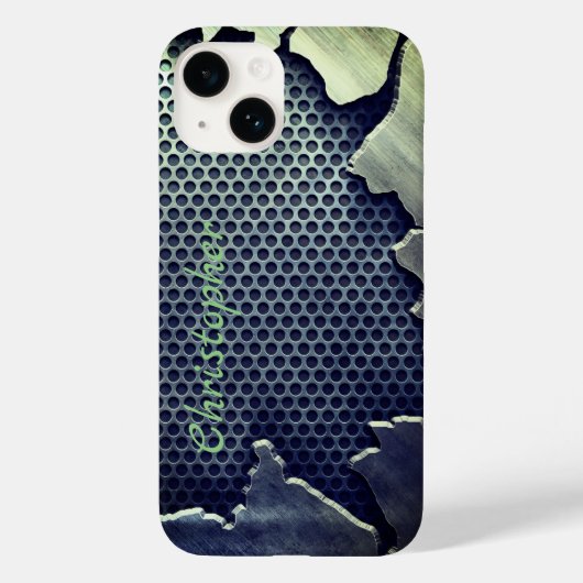 Coques Case-Mate iPhone Titane Polished vert radial métal iphone 15 (Verso)