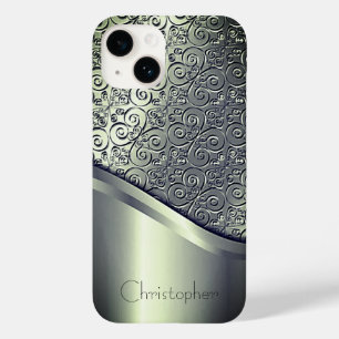Coque Pour iPhone 14 Titane Polished vert radial métal iphone 15