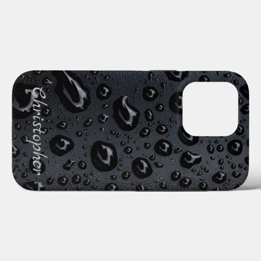 Coques Case-Mate iPhone Titane Raindrops en acier inoxydable brillant (Verso (horizontal))