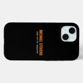 Coques Case-Mate iPhone Titre en gras noir blanc orange Nom professionnel (Verso (horizontal))