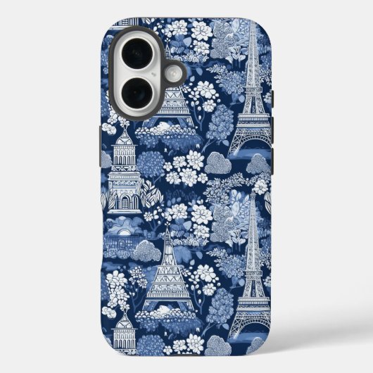 Coques Case-Mate iPhone Toile Bleue Parisienne tissu à motifs (Verso)