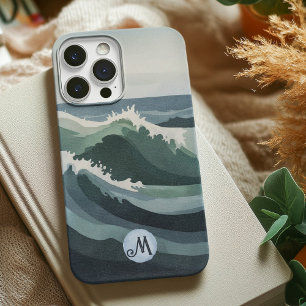 Case-Mate iPhone Case Toile d'aquarelle minimaliste des vagues océanique