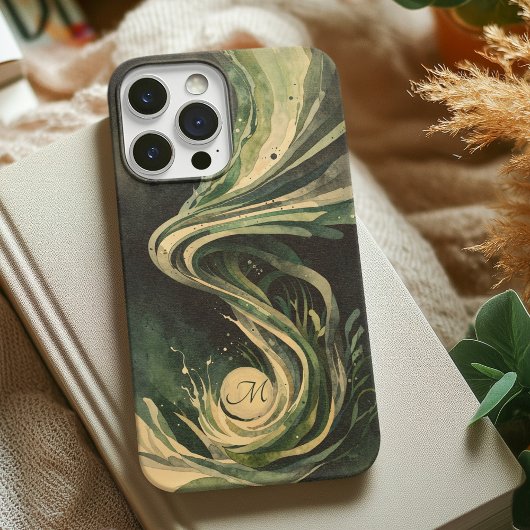 Coques Case-Mate iPhone Toile d'aquarelle verte Abstraite