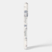 Coques Case-Mate iPhone Toile de Jouy Bleue Côtière Tropicale Monogramme (Verso / Droite)