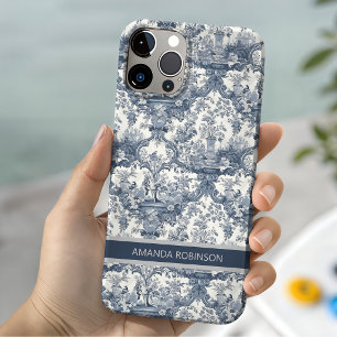 Coque Pour iPhone 14 Toile de jouy florale vintage damassée Monogramme