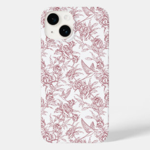 Coque Pour iPhone 14 Toile de Jouy rouge