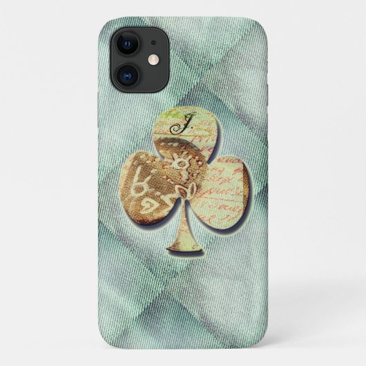 Coques Case-Mate iPhone Toile trèfle avec Monogramme (Dos)