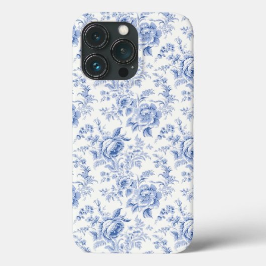 Coques Case-Mate iPhone Toile vintage Florale Bleu (Verso)