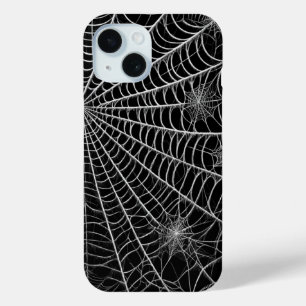 Coque Pour iPhone 15 Toiles d'araignée noires et blanches Toile d'araig
