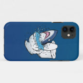 Coques Case-Mate iPhone Toilette Shark Funny Blue Cartoon (Dos (Horizontal))