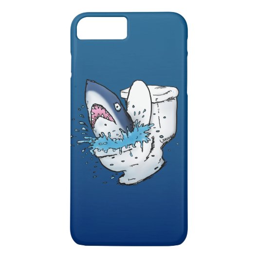 Coques Case-Mate iPhone Toilette Shark Funny Blue Cartoon (Dos)