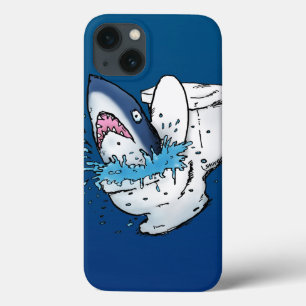 iPhone 13 Case Toilette Shark Funny Blue Cartoon