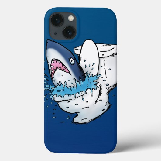 Coques Case-Mate iPhone Toilette Shark Funny Blue Cartoon (Verso)