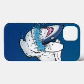 Coques Case-Mate iPhone Toilette Shark Funny Blue Cartoon (Verso (horizontal))