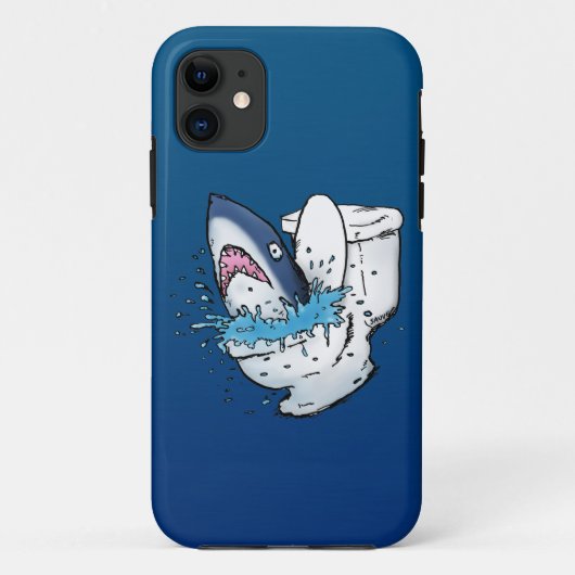 Coques Case-Mate iPhone Toilette Shark Funny Blue Cartoon (Dos)