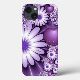 iPhone 13 Case Tomber amoureux Fleurs et cœurs abstraits Nom