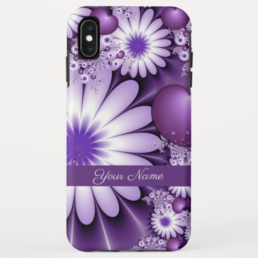 Coques Case-Mate iPhone Tomber amoureux Fleurs et cœurs abstraits Nom (Dos)